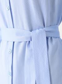 Light Blue - Blue - Button Collar - Cotton - Tunic