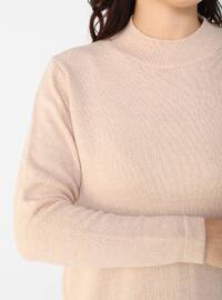 Plus Size Turtleneck Sweater Tunic Powder