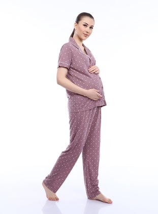 Double Maternity Pajama Set Mink