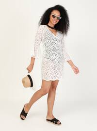Unlined - Multi - White - Ecru - Beach Dress