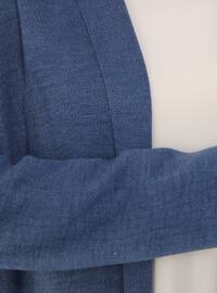 Blue - Acrylic - Triko - Plus Size Cardigan