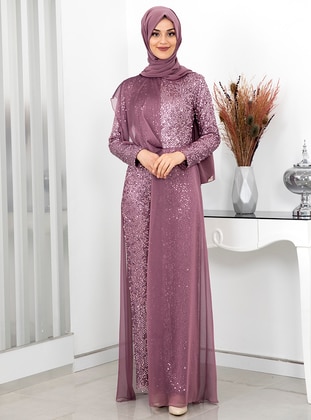 Rana Hijab Evening Dress Jumpsuit Rose