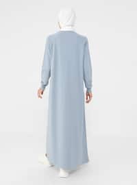 Blue - Crew neck - Unlined - Cotton - Modest Dress