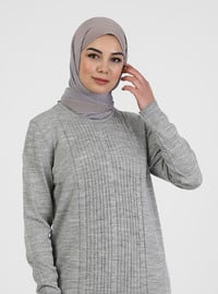 Gray - Unlined - Crew neck - Knit Dresses