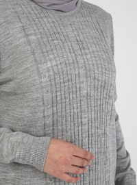 Gray - Unlined - Crew neck - Knit Dresses