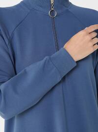 Polo neck - Navy Blue - Cotton - Sweat-shirt