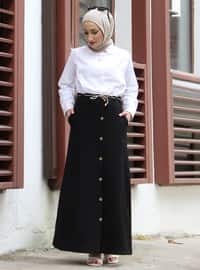 Black - Black - Unlined - Denim - Skirt