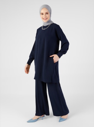Navy Blue - Unlined - Suit - Refka