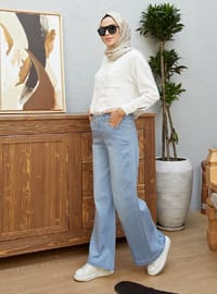 Light Blue - Cotton - Denim Trousers