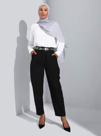 Classic Pants With Pleated Detail Black