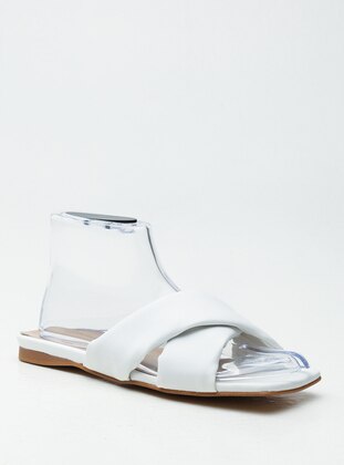 White - Sandal - Slippers - Ayakkabı Outlet