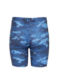 Multi - Crew neck - Dark Navy Blue - Boys` Shorts