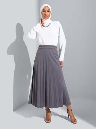 Gray - Unlined - Skirt - Refka