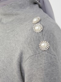 Antrasit Melanj - Polo neck - Unlined - Knit Tunics