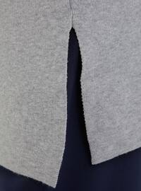 Antrasit Melanj - Polo neck - Unlined - Knit Tunics