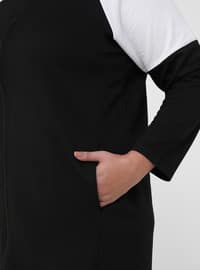 White - Black - Unlined - Viscose - Plus Size Suit