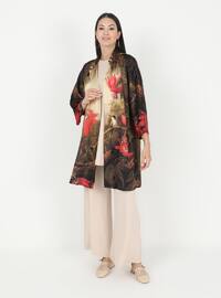 Unlined - Multi - Multi - V neck Collar - Kimono