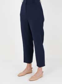 Navy Blue - Cotton - Pants