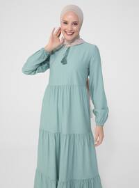 Green Almond - Point Collar - Unlined - Modest Dress