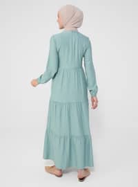 Green Almond - Point Collar - Unlined - Modest Dress