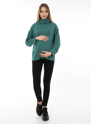 Green - Polo neck - Maternity Tunic / T-Shirt - Luvmabelly