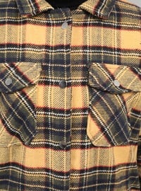 Navy Blue - Plaid - Unlined - Point Collar - Coat
