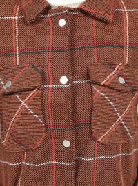 Cinnamon - Plaid - Unlined - Point Collar - Coat