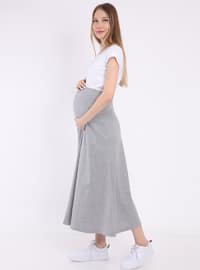 Gray - Unlined - Maternity Skirt