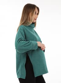 Green - Polo neck - Maternity Tunic / T-Shirt