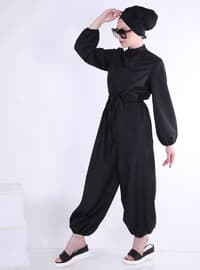 Jumpsuit Burkini Full Covered Swimsuit Black