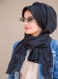 Lace Hat And Shawl Black Instant Scarf