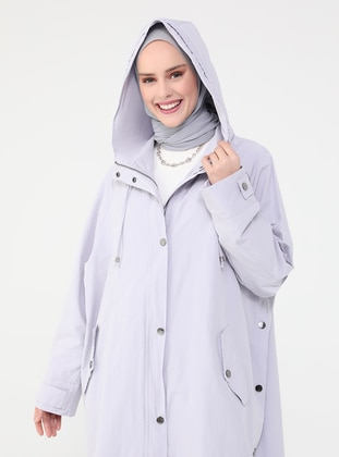Lilac - Unlined - Cotton - Trench Coat - Refka