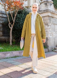 Olive Green - Green - Unlined - Cotton - Trench Coat