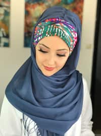 Blue - Printed - Instant Scarf