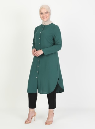 Emerald - Crew neck - Cotton - Plus Size Tunic - ZENANE