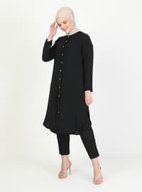 Button Detailed Tunic Black