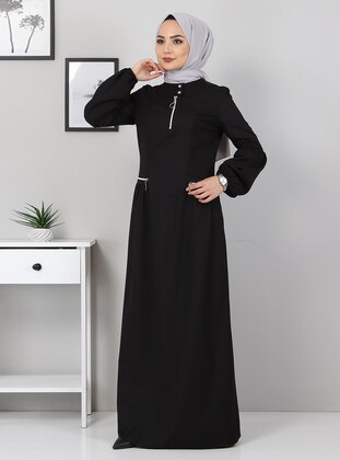 Black - Unlined - Modest Dress - MISSVALLE