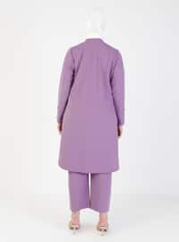 Lilac - Crew neck - Unlined - Plus Size Suit