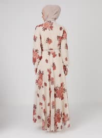 Onion Skin - Floral - Crew neck - Fully Lined - Modest Dress