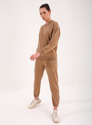 Brown - Crew neck - Tracksuit Set - Tommy Life