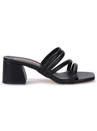 5 Cm Heel Women Slippers Black