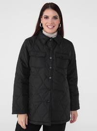 Black - Fully Lined - Plus Size Overcoat