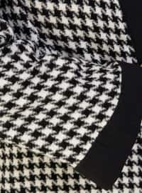 White - Black - Houndstooth - Unlined - Plus Size Coat