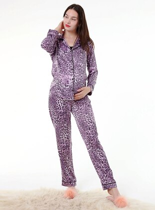 Purple - Multi - Maternity Pyjamas - Ladymina Pijama