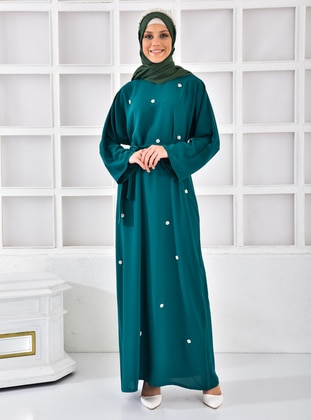 Emerald - Crew neck - Unlined - Modest Dress - Tuncay