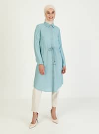 Shirt Tunic Turquoise With Ties At The Waist