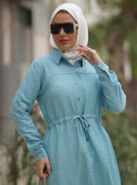 Shirt Tunic Turquoise With Ties At The Waist