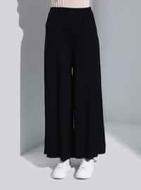 Natural Fabric Tunic & Pants Co-Ord With Piping Detail Black