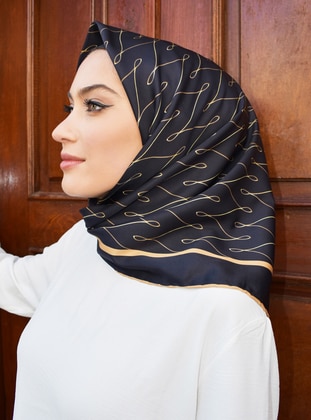 Gold - Black - Printed - Scarf - Mapolien