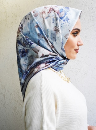 Blue - Printed - Scarf - Mapolien
